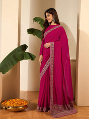 Embellished Embroidered Poly Georgette Saree