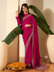 Embellished Embroidered Poly Georgette Saree