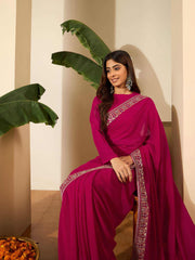 Embellished Embroidered Poly Georgette Saree