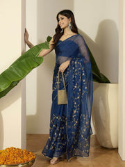 Floral Zari Organza Saree