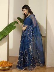 Floral Zari Organza Saree