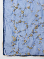 Floral Embroidered Zari Organza Saree