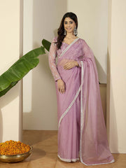 Floral Embroidered Organza Saree