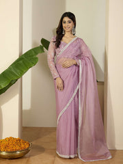 Embroidered Embellished Mirror Work Organza Saree