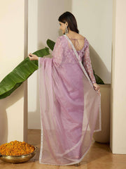 Floral Embroidered Organza Saree