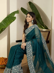 Floral Embroidered Organza Saree