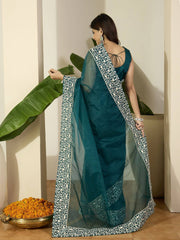 Floral Embroidered Organza Saree