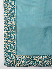 Embroidered Border Organza Saree With Blouse Piece