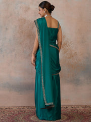 Zari Women Thread Embroidered Border Ready to Wear Saree