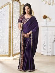 Mirror Work Satin Saree