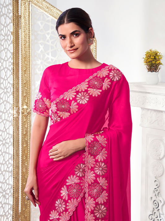 Sequinned Satin Saree