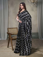 Black Sequinned Poly Georgette Saree