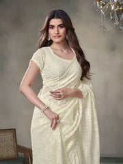Floral Sequinned Poly Georgette Heavy Work Saree