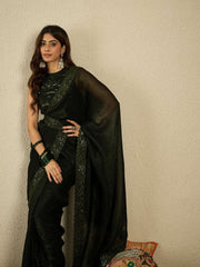 Floral Embroidered Sequinned Ready to Wear Saree