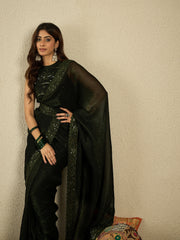 Floral Embroidered Sequinned Ready to Wear Saree