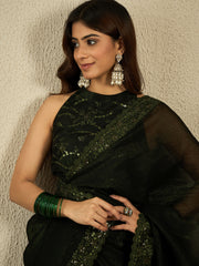 Floral Embroidered Sequinned Ready to Wear Saree