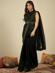 Floral Embroidered Sequinned Ready to Wear Saree