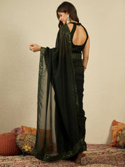 Floral Embroidered Sequinned Ready to Wear Saree