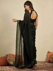 Floral Embroidered Sequinned Ready to Wear Saree