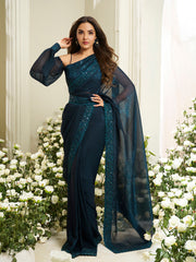 Sequinned Silk Blend Ready to Wear Saree