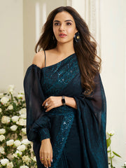 Sequinned Silk Blend Ready to Wear Saree