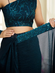 Sequinned Silk Blend Ready to Wear Saree