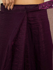 Embroidered Border Sequinned Ready to Wear Saree