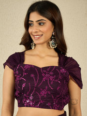 Embroidered Border Sequinned Ready to Wear Saree