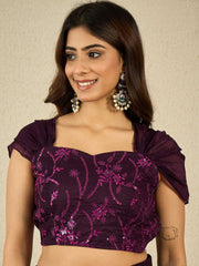 Embroidered Border Sequinned Ready to Wear Saree