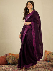 Embroidered Border Sequinned Ready to Wear Saree