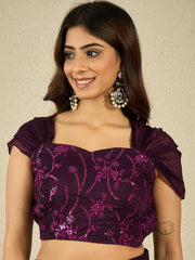 Embroidered Border Sequinned Ready to Wear Saree