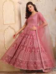 Ethnic Motifs Embroidered Sequinned Anarkali Kurta With Dupatta