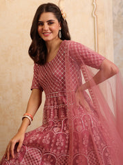 Ethnic Motifs Embroidered Sequinned Anarkali Kurta With Dupatta