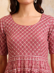 Ethnic Motifs Embroidered Sequinned Anarkali Kurta With Dupatta