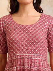 Ethnic Motifs Embroidered Sequinned Anarkali Kurta With Dupatta