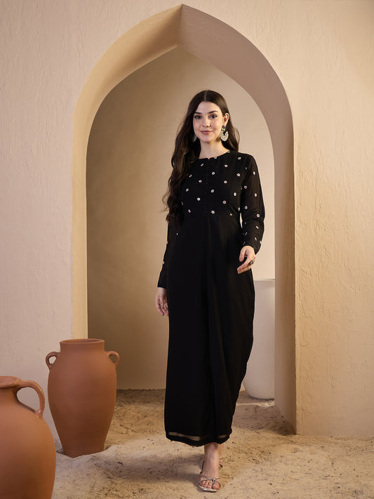 Printed Basic Jumpsuit with Embroidered