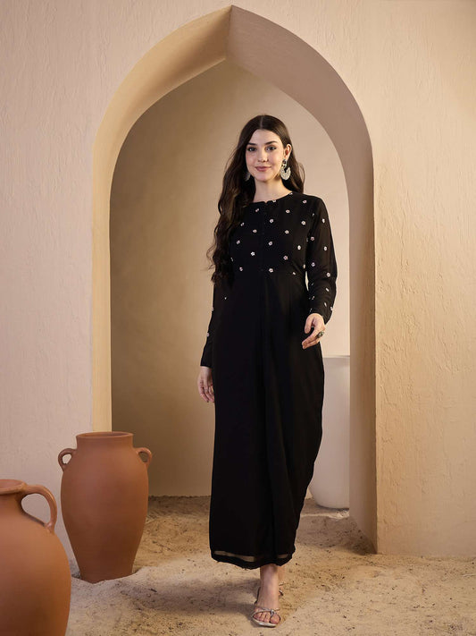 Printed Basic Jumpsuit with Embroidered