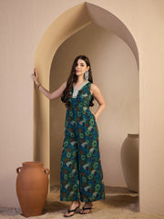 Green Printed Basic Jumpsuit