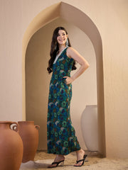 Green Printed Basic Jumpsuit
