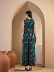 Green Printed Basic Jumpsuit