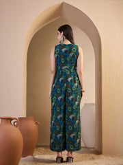 Green Printed Basic Jumpsuit