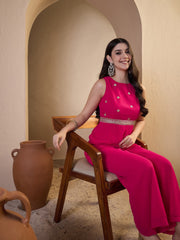 Women Floral Zari & Sequinned Embroidered Jumpsuit