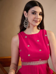 Women Floral Zari & Sequinned Embroidered Jumpsuit