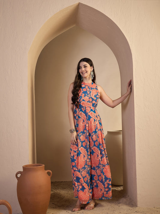 Muliticolour Printed Basic Jumpsuit