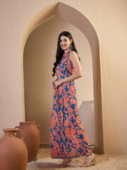 Muliticolour Printed Basic Jumpsuit