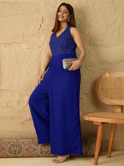 Halter Neck Basic Jumpsuit with Embellished