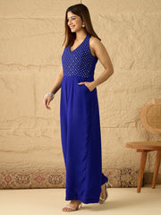 Halter Neck Basic Jumpsuit with Embellished