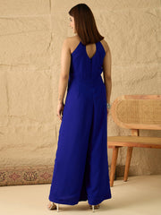 Halter Neck Basic Jumpsuit with Embellished