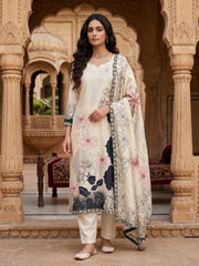 Women Floral Printed Regular Kurta with Trousers & With Dupatta