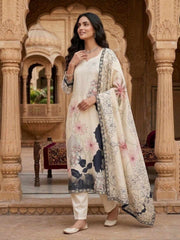 Women Floral Printed Regular Kurta with Trousers & With Dupatta